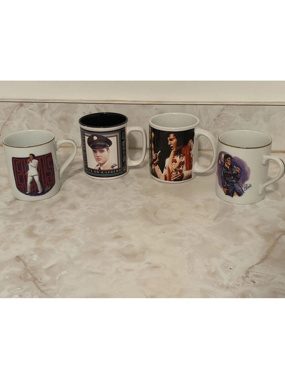 Vintage Elvis Presley Coffee Mug Lot of 4 Collectibles 1985 1992 2006 Retro